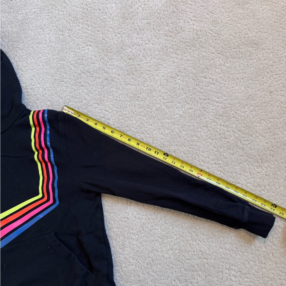 Wesc Mike Retro Stripes Hoodie Black Pullover Mens S Womens M Neon Rainbow - Picture 13 of 13